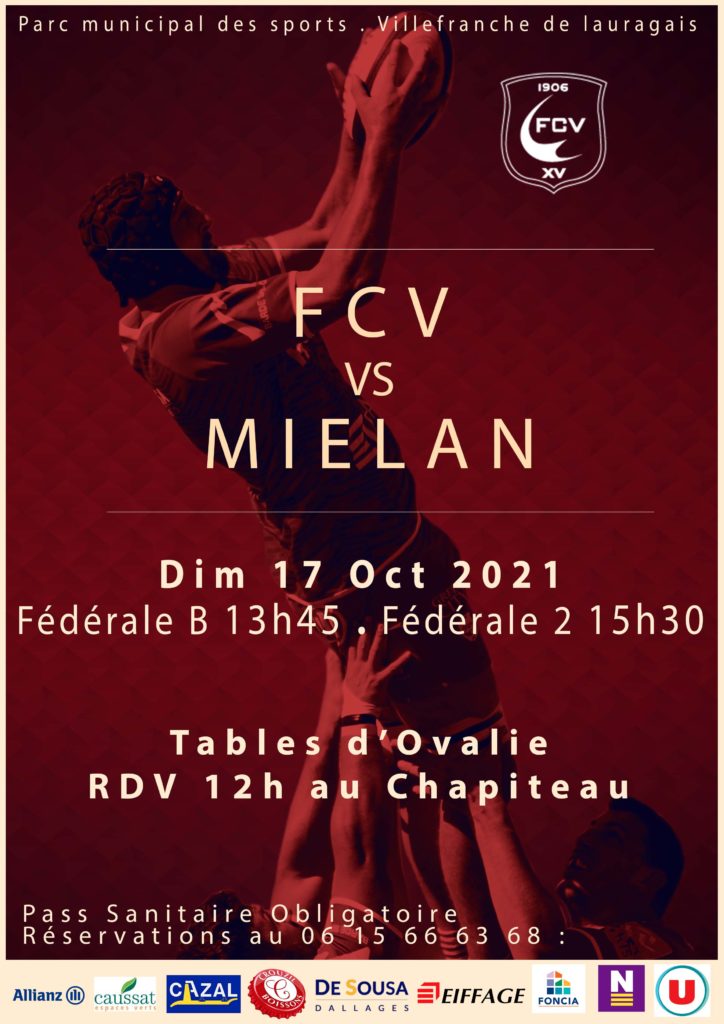 Le FCV recevra Mielan dimanche 17 octobre 2021